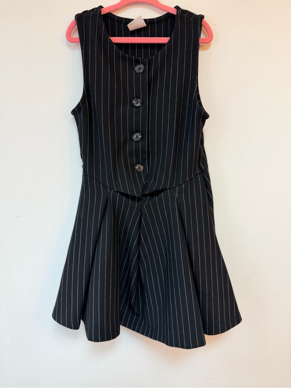 Zara little Girls Black Pinstripe A-Line Dress